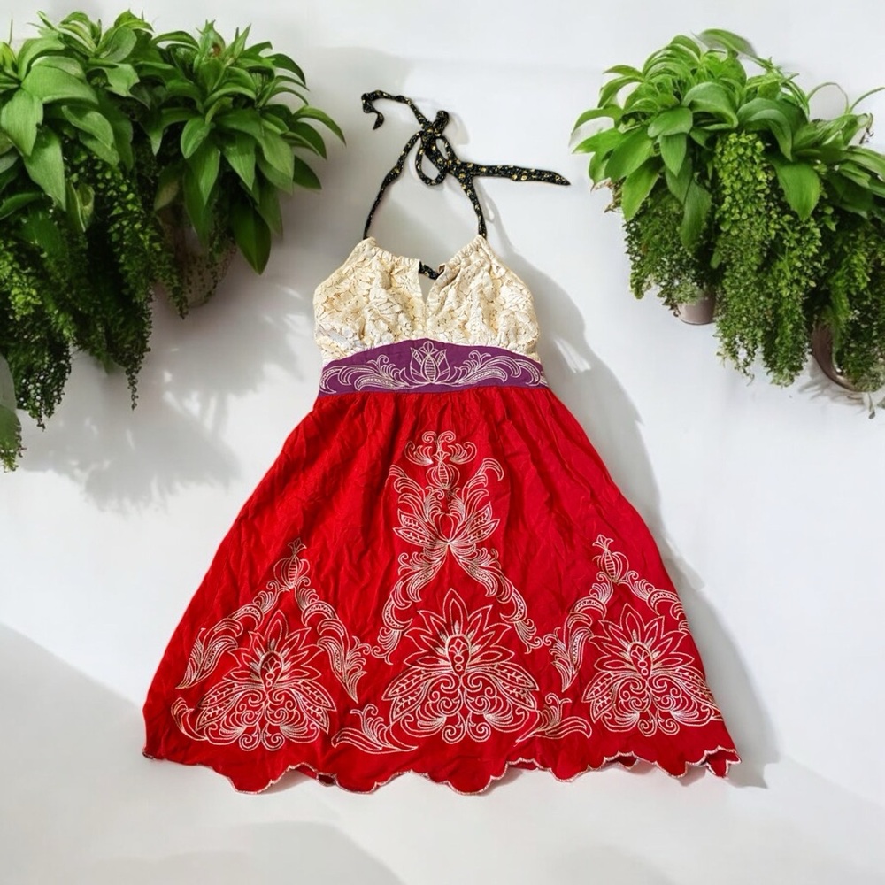 Flying Tomato lace embroidered halter back mini dress - Picture 1 of 3